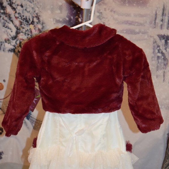 Princess Faith Burgandy Faux Fur Shrug 5 - Picture 3 of 4